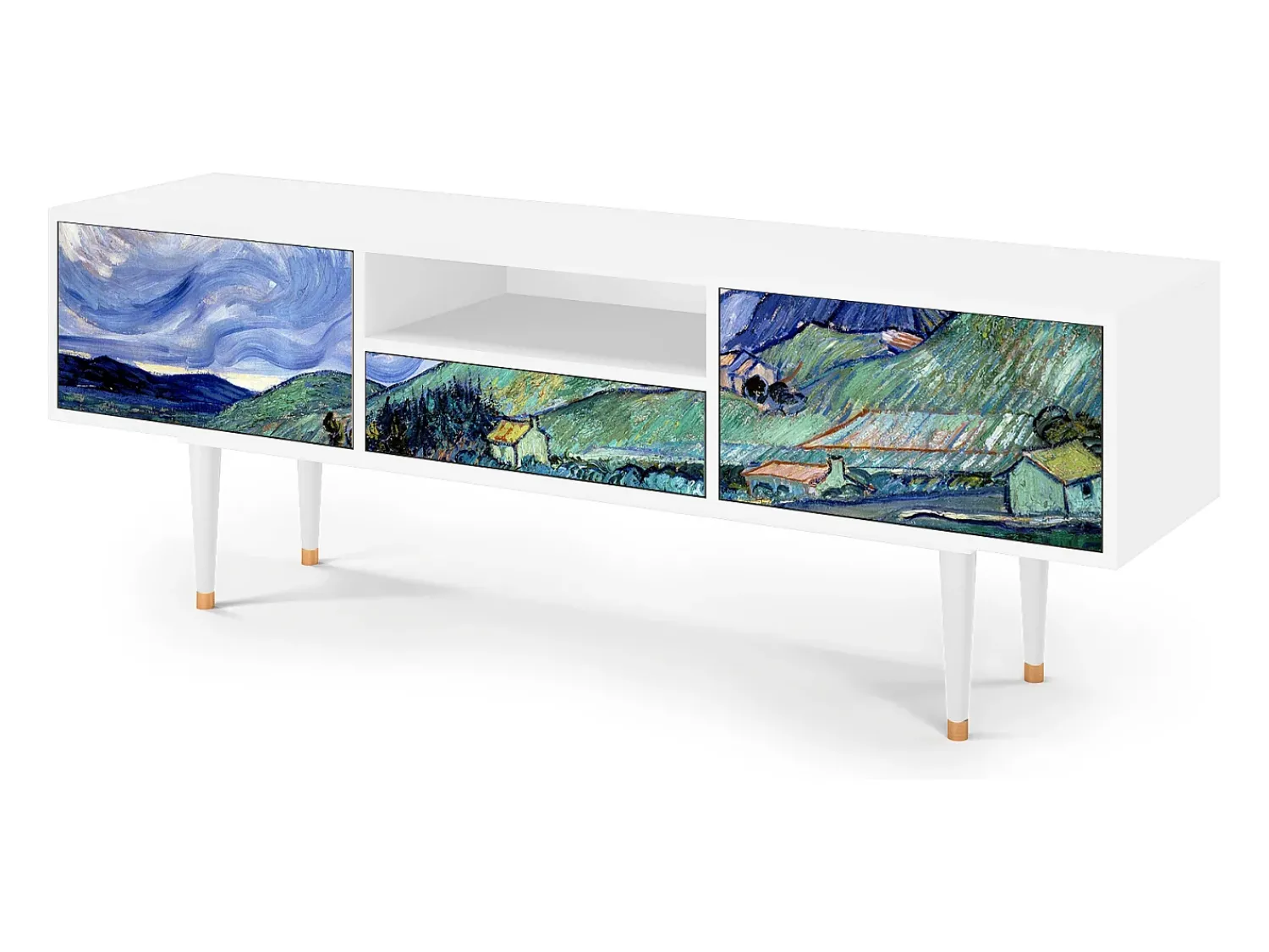 Móvel De Tv| Mueble de TV - 170х59х41 cm - T6 - Landscape, Branco Bege