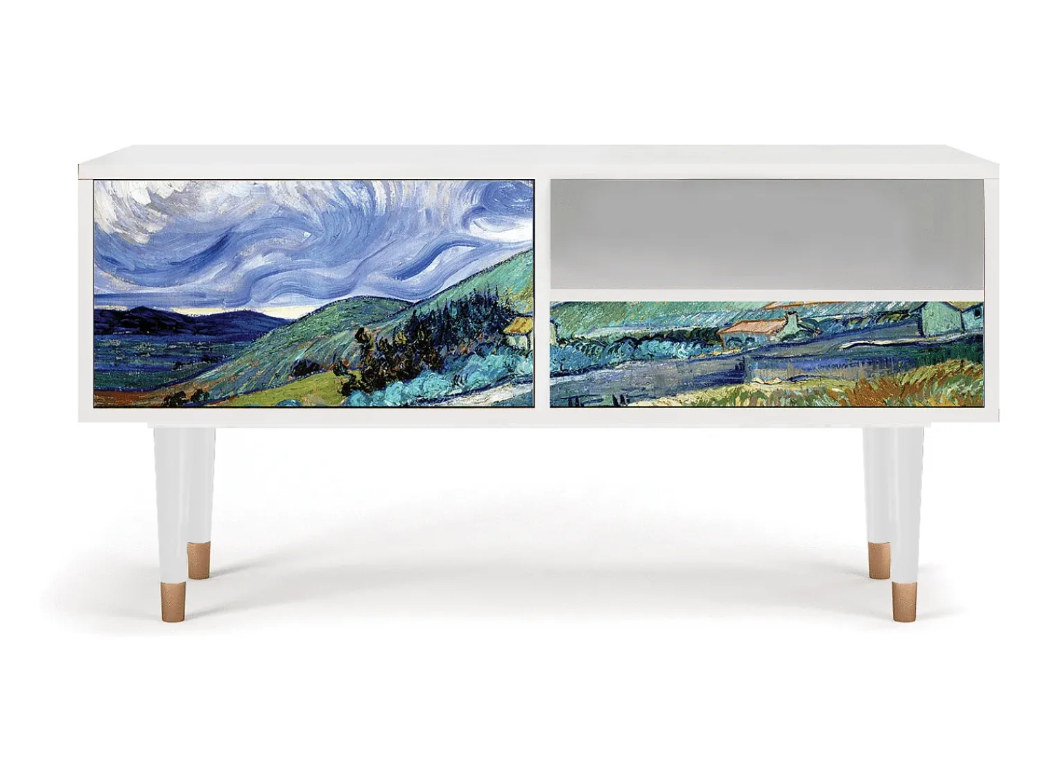 Móvel De Tv* Mueble de TV - 115х59х48 cm - T3 - Landscape, Branco Bege