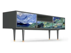 Móvel De Tv* Mueble de TV - 170х59х41 cm - T6 - Landscape, Antracite Cinza antracite