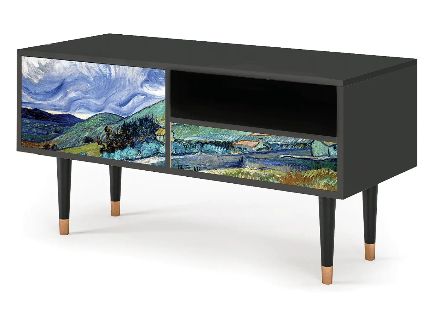 Móvel De Tv| Mueble de TV - 115х59х48 cm - T3 - Landscape, Antracite Cinza antracite