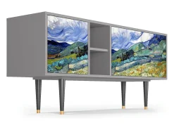 Móvel De Tv* Mueble de TV - 150х69х41 cm - T5 - Landscape, Cinza Cinzento