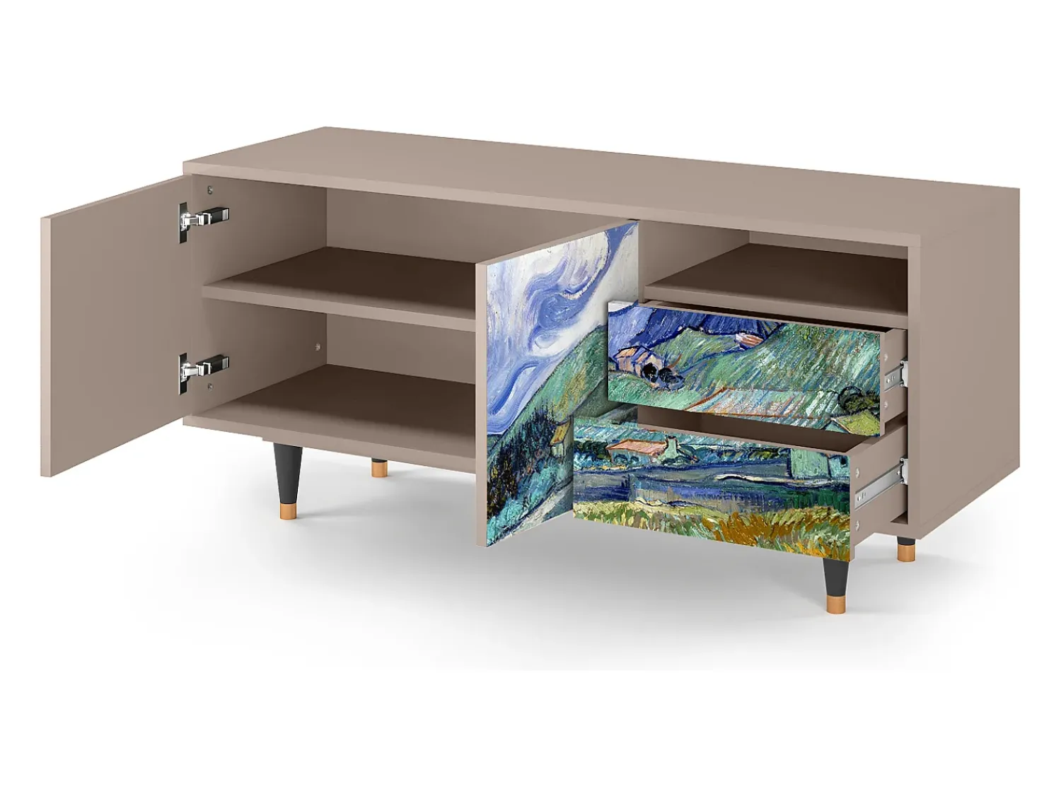 Móvel De Tv| Mueble de TV - 125х56х41 cm - T7 - Landscape, Latte Bege