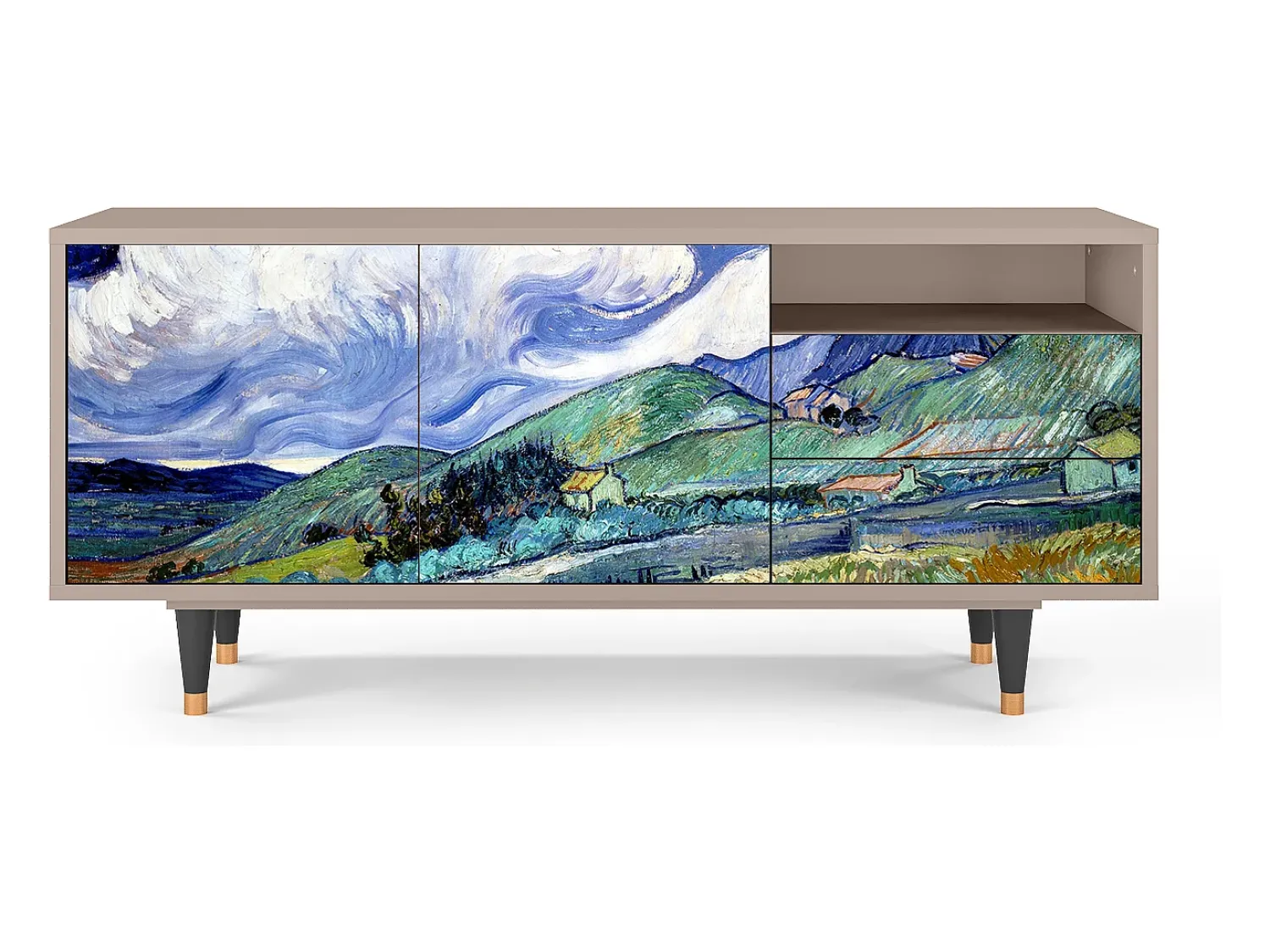 Móvel De Tv| Mueble de TV - 125х56х41 cm - T7 - Landscape, Latte Bege