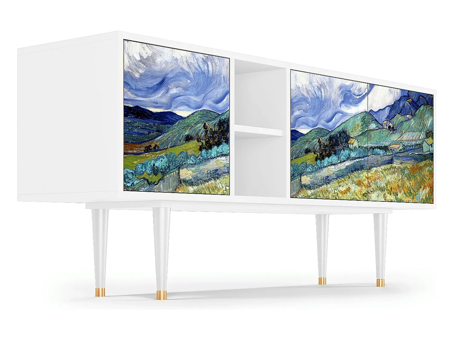 Móvel De Tv| Mueble de TV - 150х69х41 cm - T5 - Landscape, Branco Bege