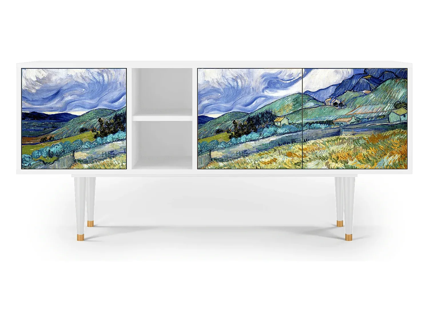Móvel De Tv| Mueble de TV - 150х69х41 cm - T5 - Landscape, Branco Bege