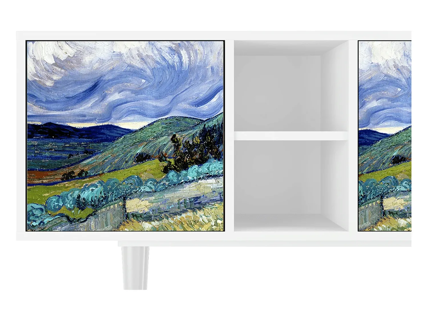 Móvel De Tv| Mueble de TV - 150х69х41 cm - T5 - Landscape, Branco Bege