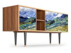 Móvel De Tv| Mueble de TV - 150х69х41 cm - T5 - Landscape, Nogueira Castanho