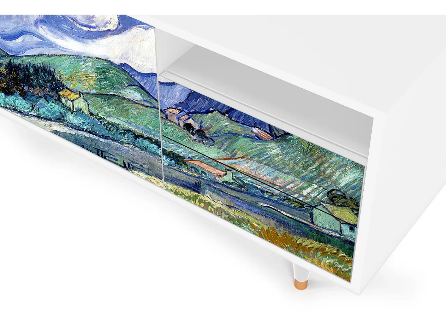 Móvel De Tv* Mueble de TV - 125х56х41 cm - T7 - Landscape, Branco Bege