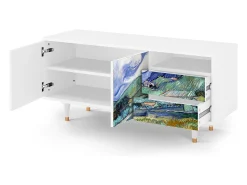 Móvel De Tv* Mueble de TV - 125х56х41 cm - T7 - Landscape, Branco Bege