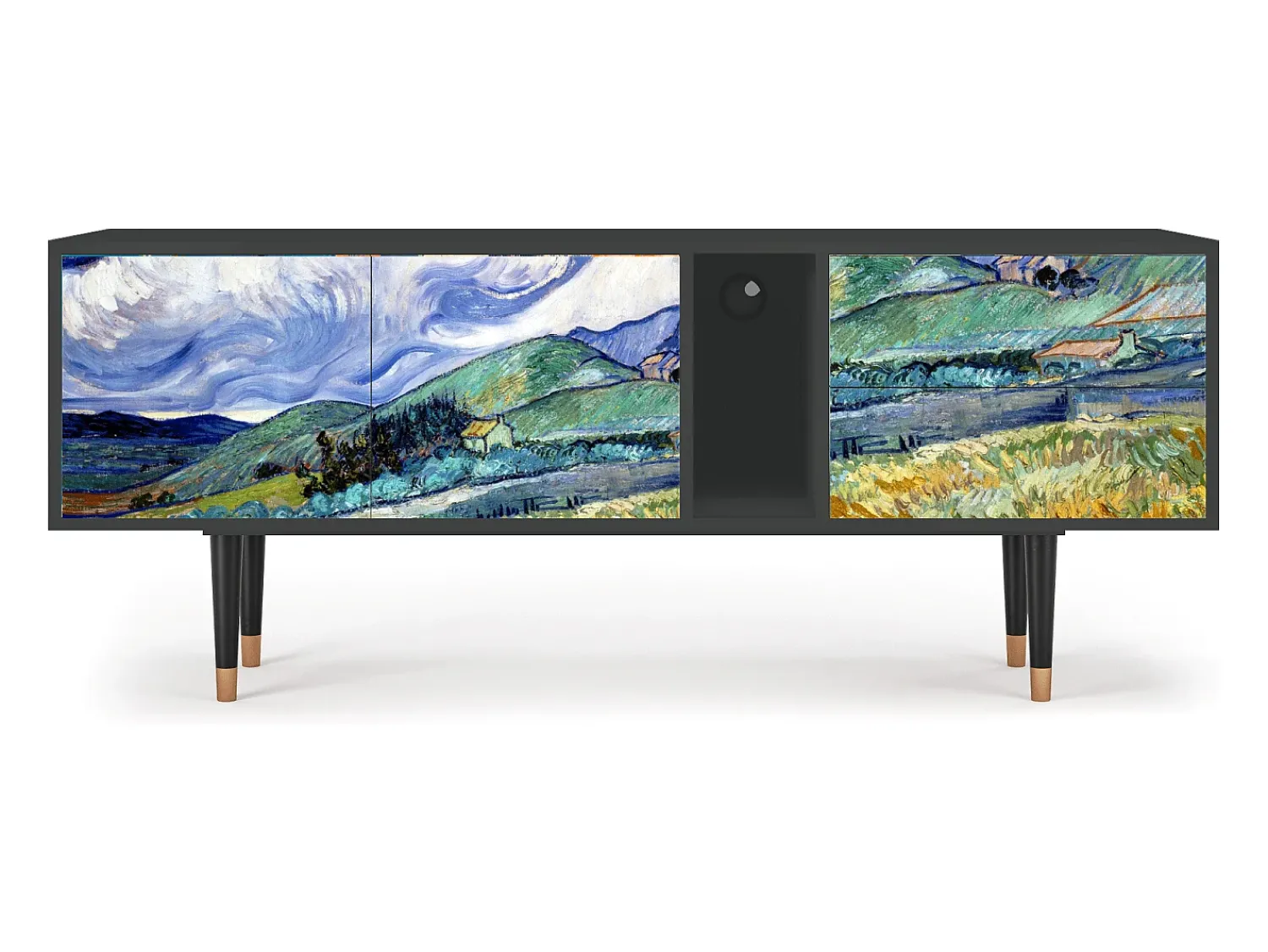 Móvel De Tv* Mueble de TV - 170х69х48 cm - T1 - Landscape, Antracite Cinza antracite