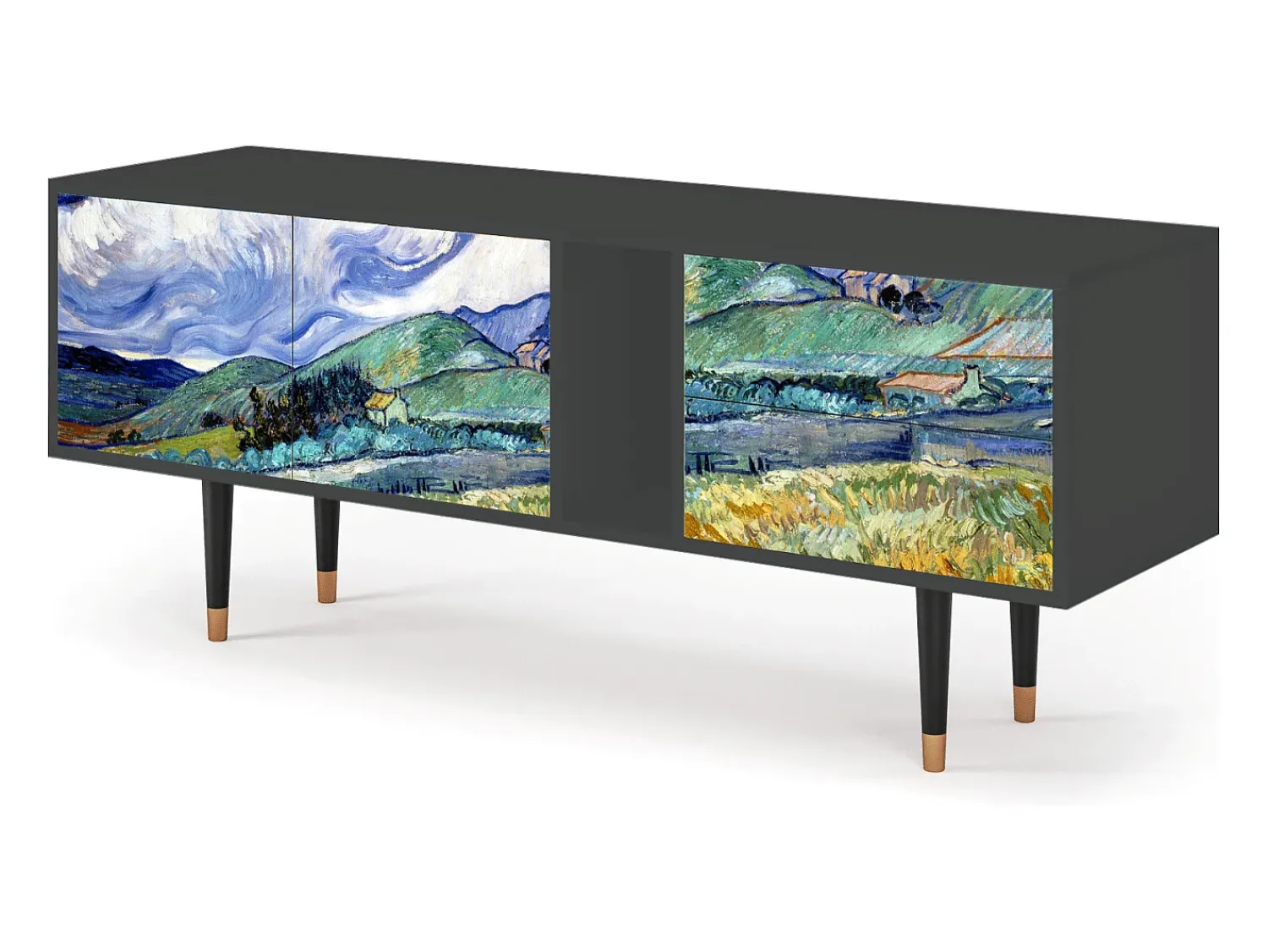 Móvel De Tv* Mueble de TV - 170х69х48 cm - T1 - Landscape, Antracite Cinza antracite