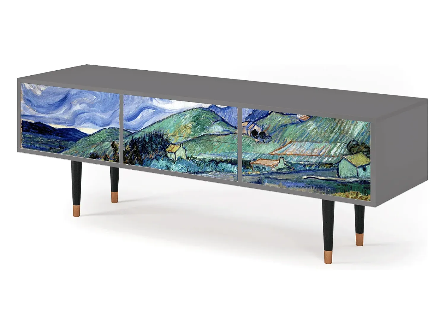 Móvel De Tv* Mueble de TV - 170х59х48 cm - T4 - Landscape, Cinza Cinzento