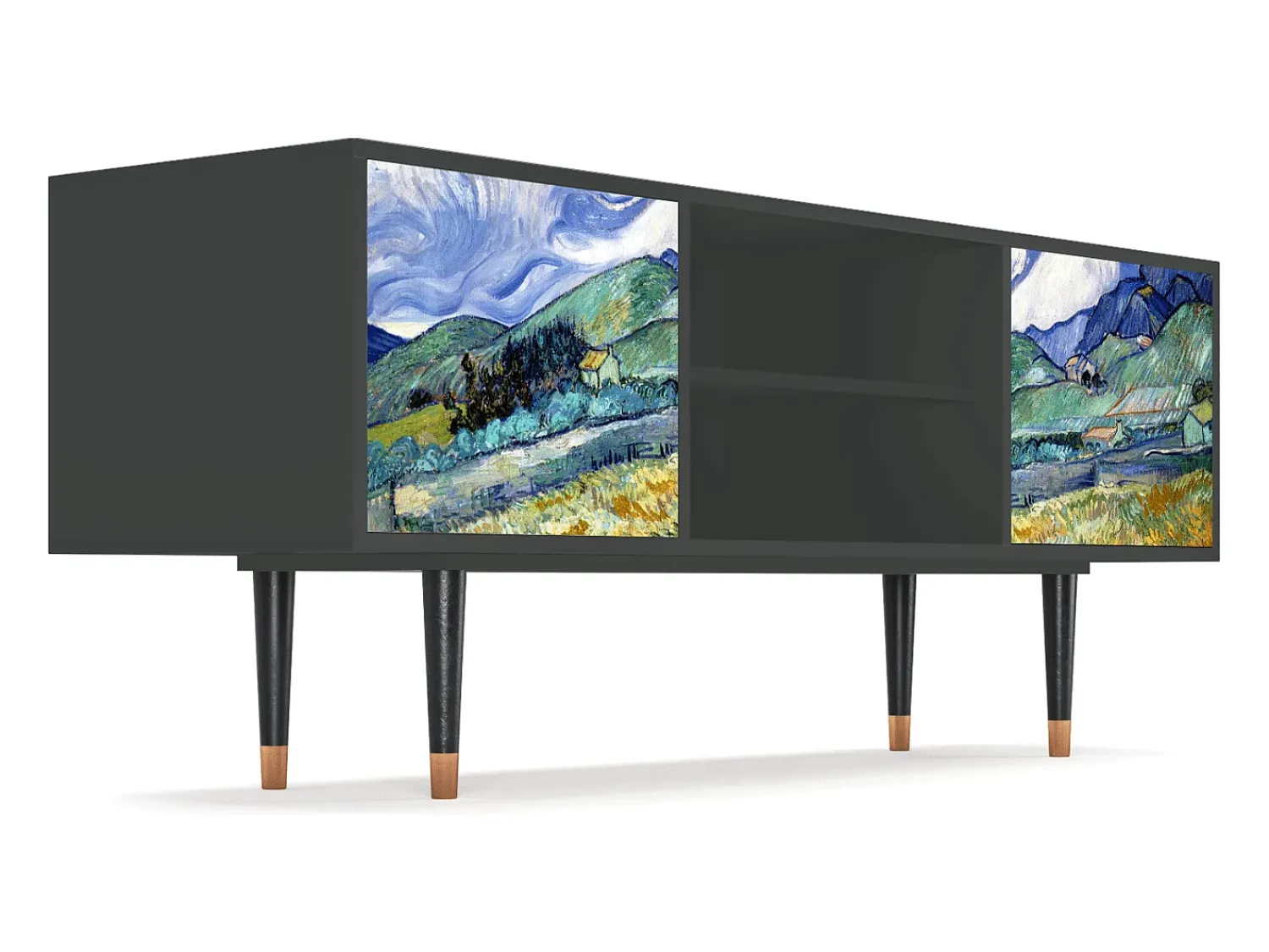 Móvel De Tv| Mueble de TV - 170х69х48 cm - T2 - Landscape, Antracite Cinza antracite