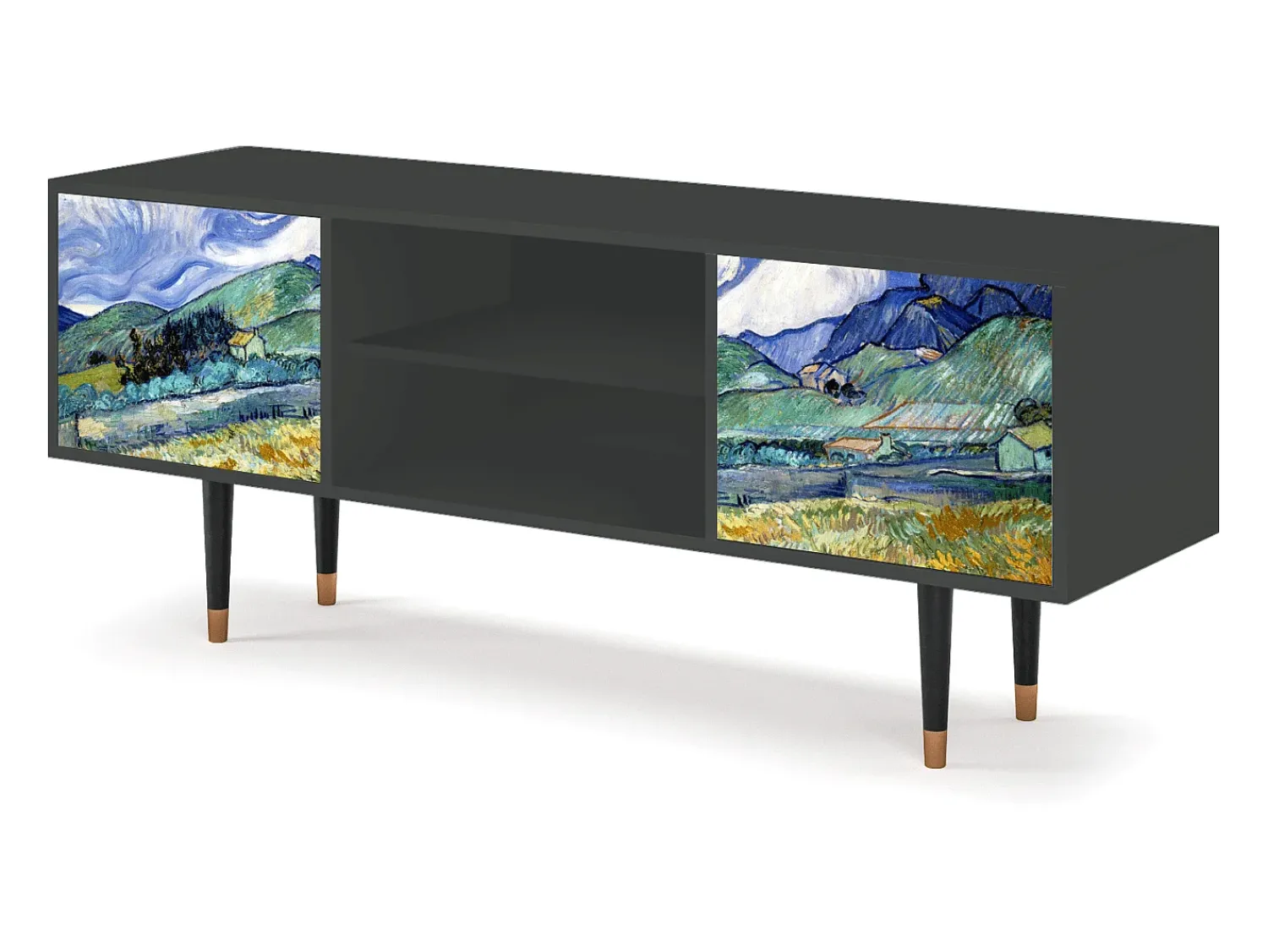 Móvel De Tv| Mueble de TV - 170х69х48 cm - T2 - Landscape, Antracite Cinza antracite