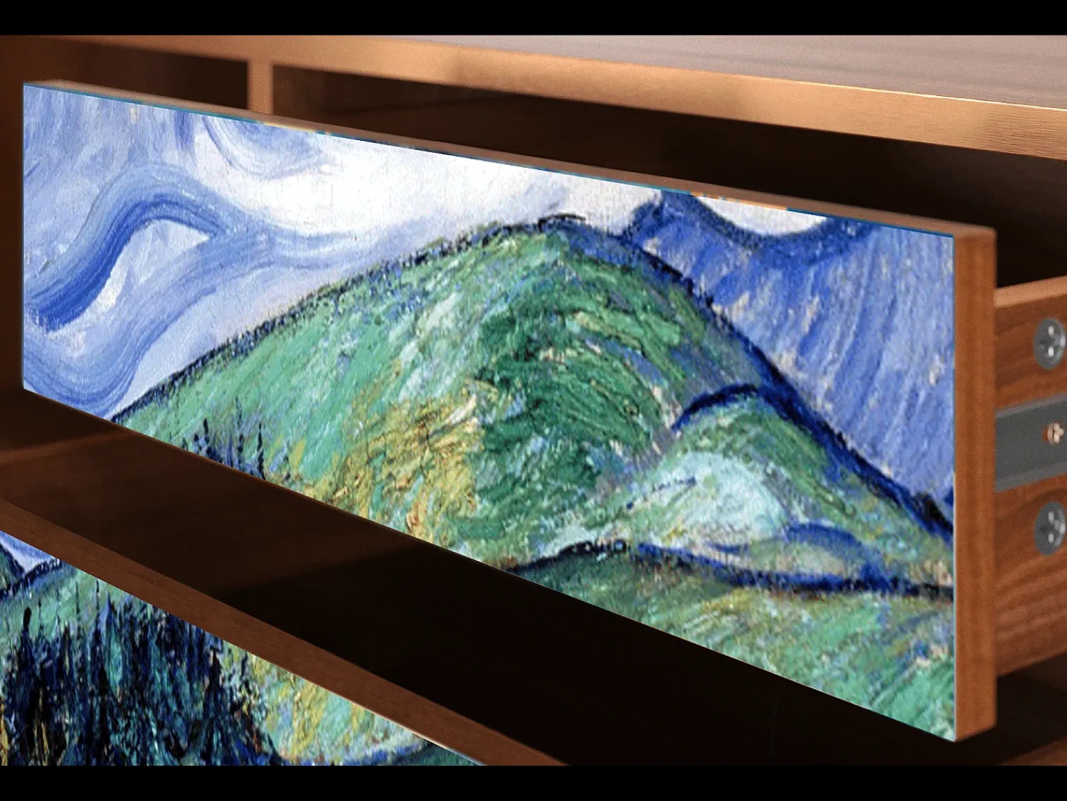 Móvel De Tv| Mueble de TV - 170х59х48 cm - T4 - Landscape, Nogueira Castanho