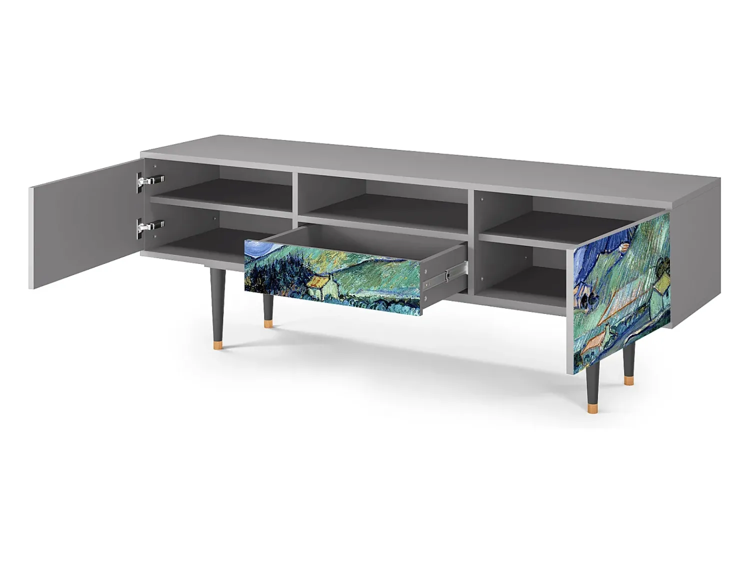 Móvel De Tv| Mueble de TV - 170х59х41 cm - T6 - Landscape, Cinza Cinzento