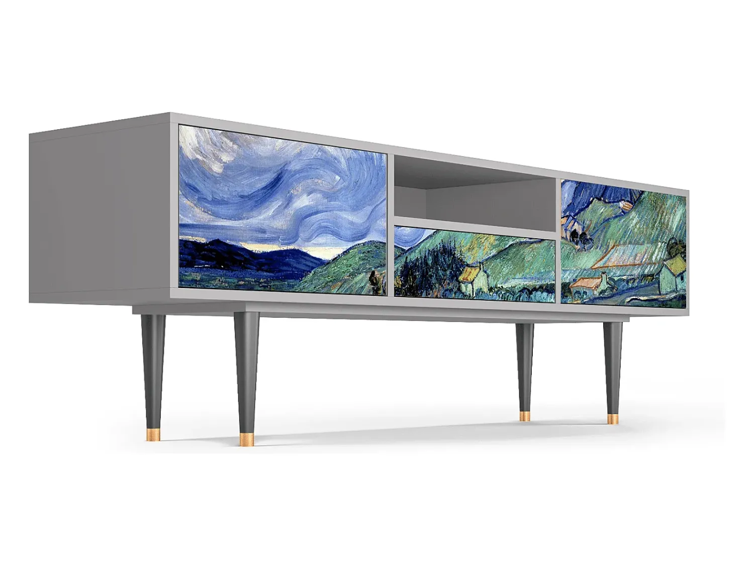 Móvel De Tv| Mueble de TV - 170х59х41 cm - T6 - Landscape, Cinza Cinzento