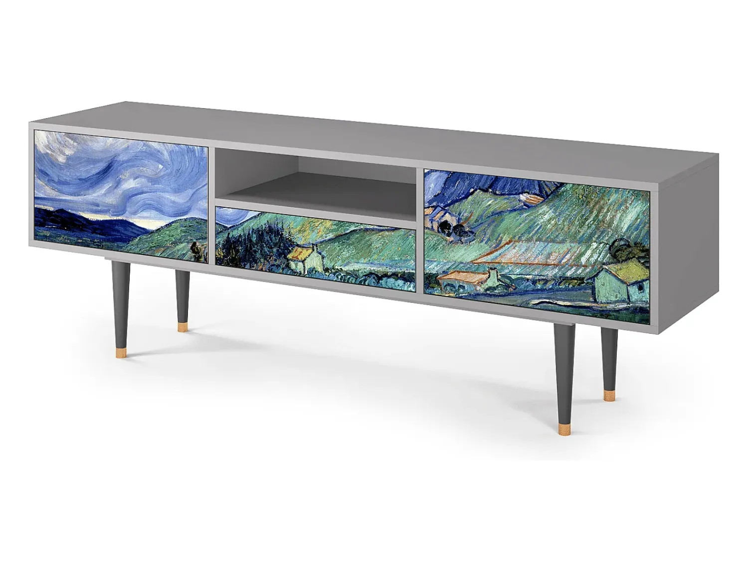 Móvel De Tv| Mueble de TV - 170х59х41 cm - T6 - Landscape, Cinza Cinzento