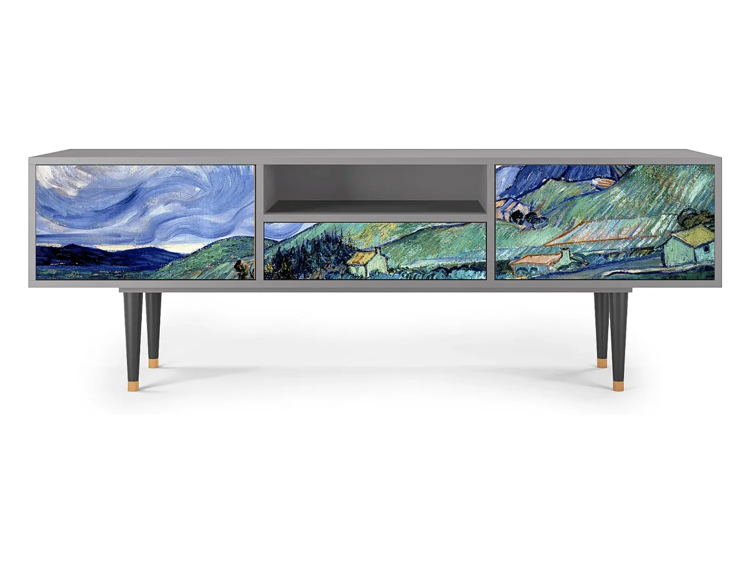 Móvel De Tv| Mueble de TV - 170х59х41 cm - T6 - Landscape, Cinza Cinzento
