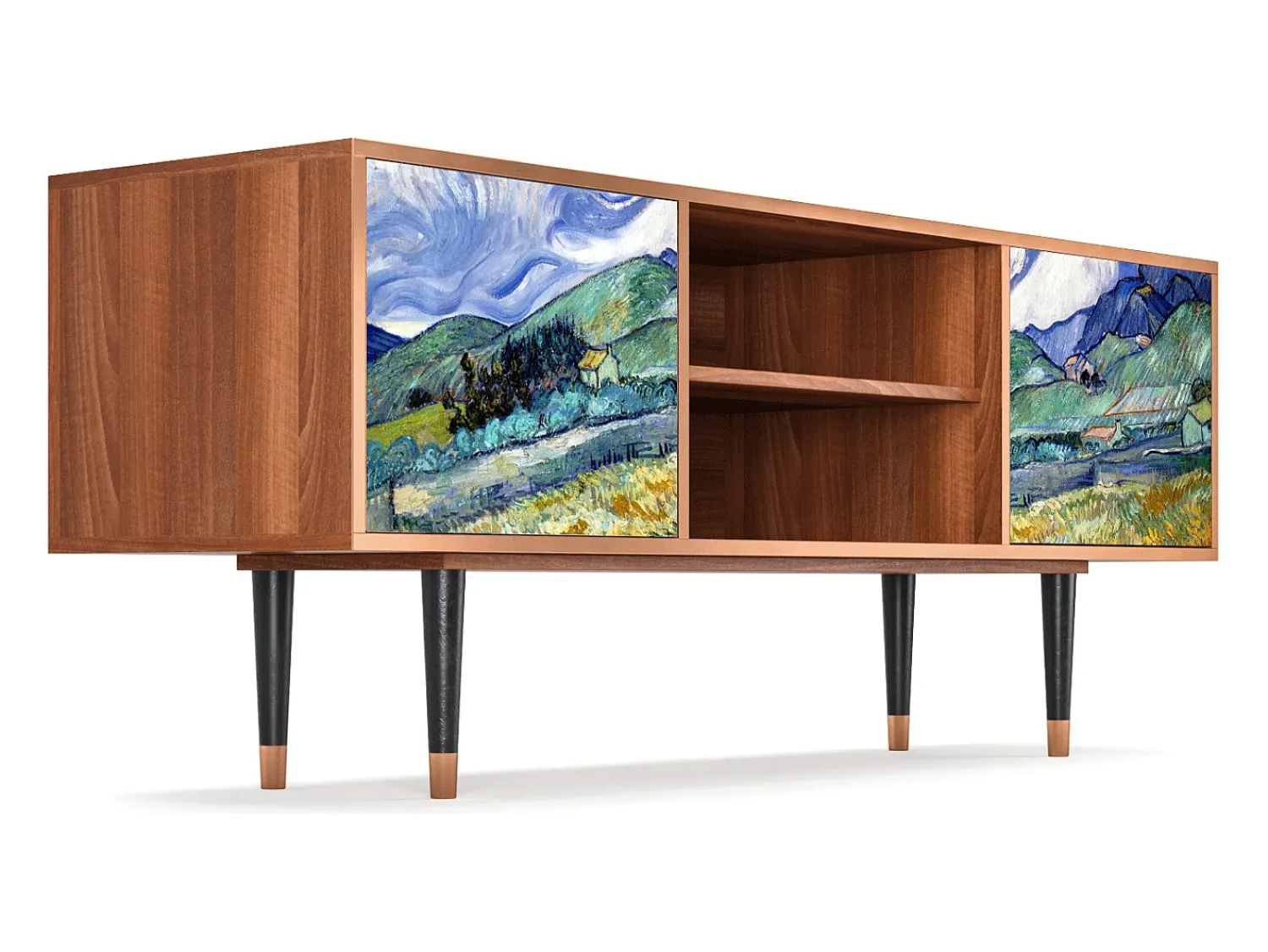 Móvel De Tv| Mueble de TV - 170х69х48 cm - T2 - Landscape, Nogueira Castanho