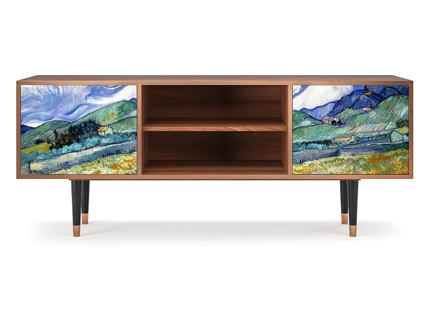 Móvel De Tv| Mueble de TV - 170х69х48 cm - T2 - Landscape, Nogueira Castanho