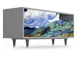 Móvel De Tv* Mueble de TV - 125х56х41 cm - T7 - Landscape, Cinza Cinzento