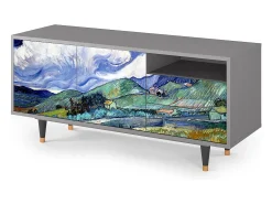 Móvel De Tv* Mueble de TV - 125х56х41 cm - T7 - Landscape, Cinza Cinzento