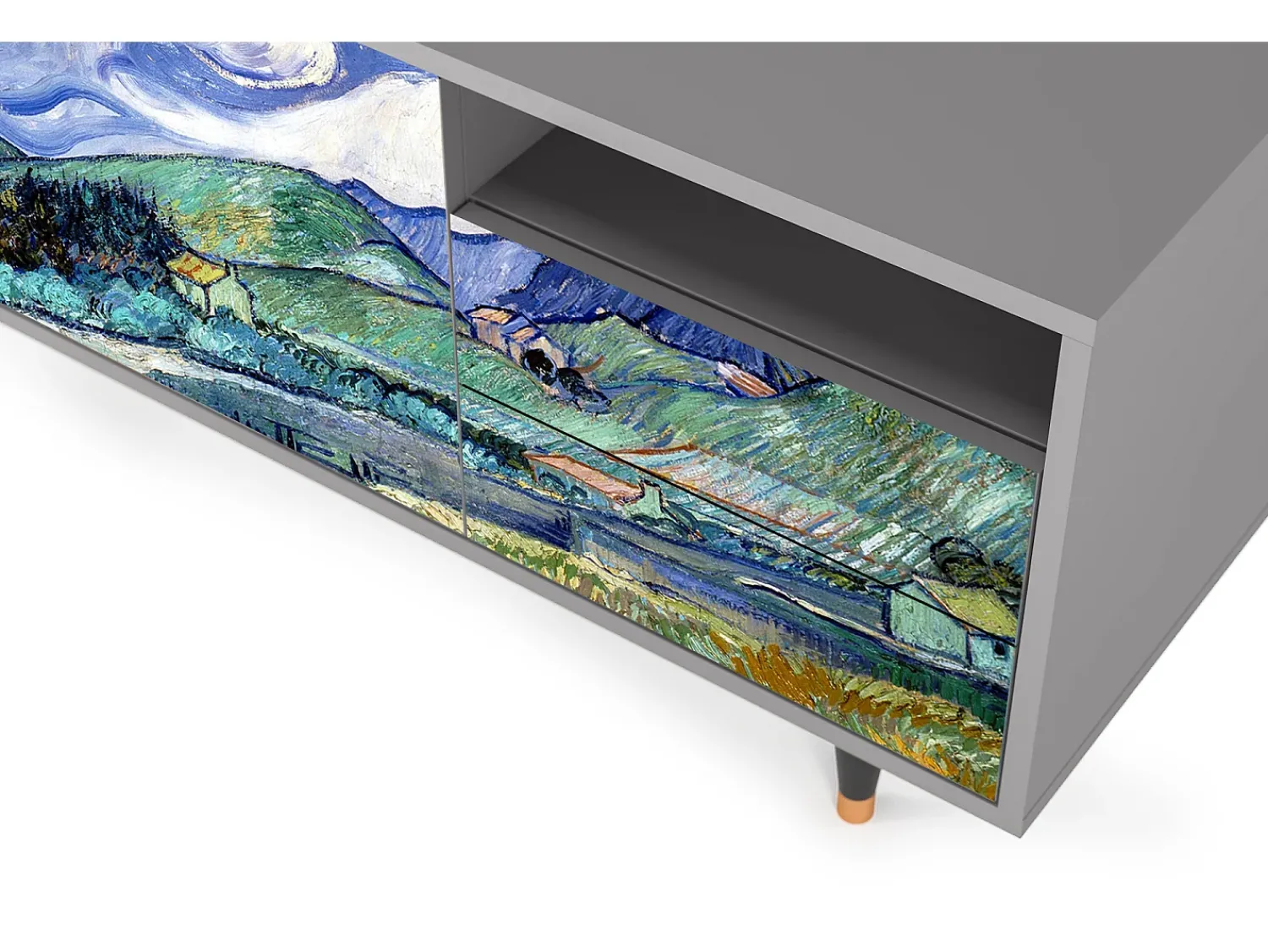 Móvel De Tv* Mueble de TV - 125х56х41 cm - T7 - Landscape, Cinza Cinzento