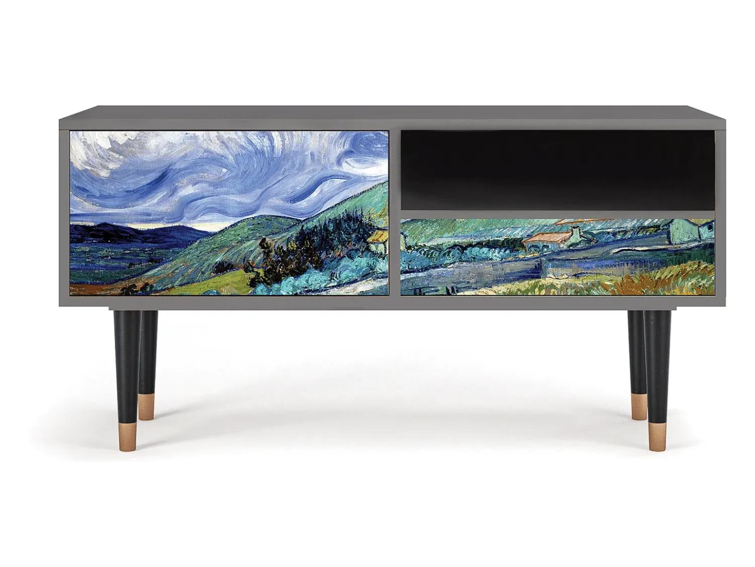 Móvel De Tv* Mueble de TV - 115х59х48 cm - T3 - Landscape, Cinza Cinzento