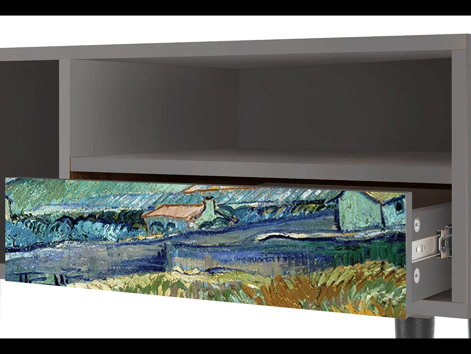 Móvel De Tv* Mueble de TV - 115х59х48 cm - T3 - Landscape, Cinza Cinzento