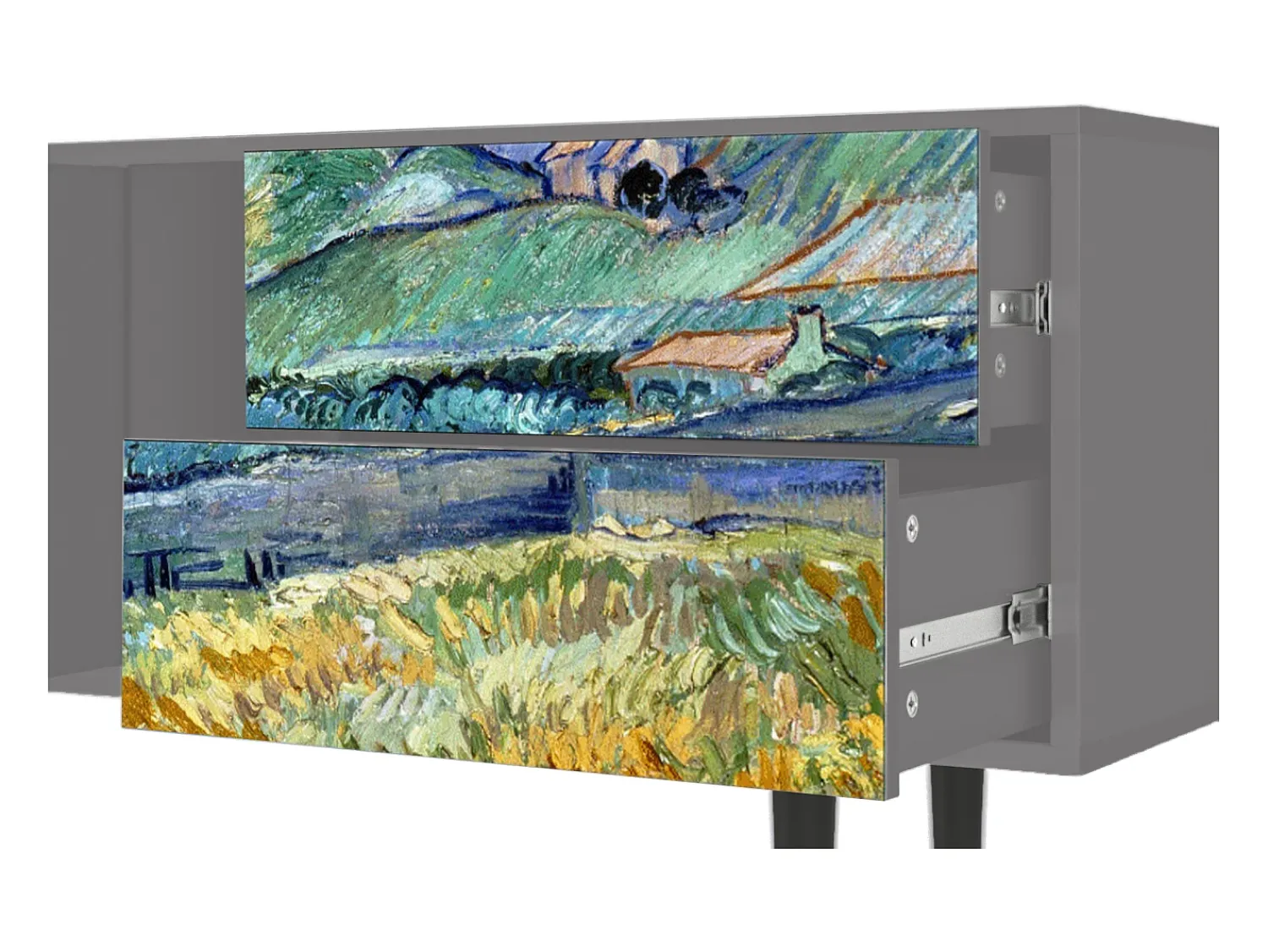 Móvel De Tv| Mueble de TV - 170х69х48 cm - T1 - Landscape, Cinza Cinzento