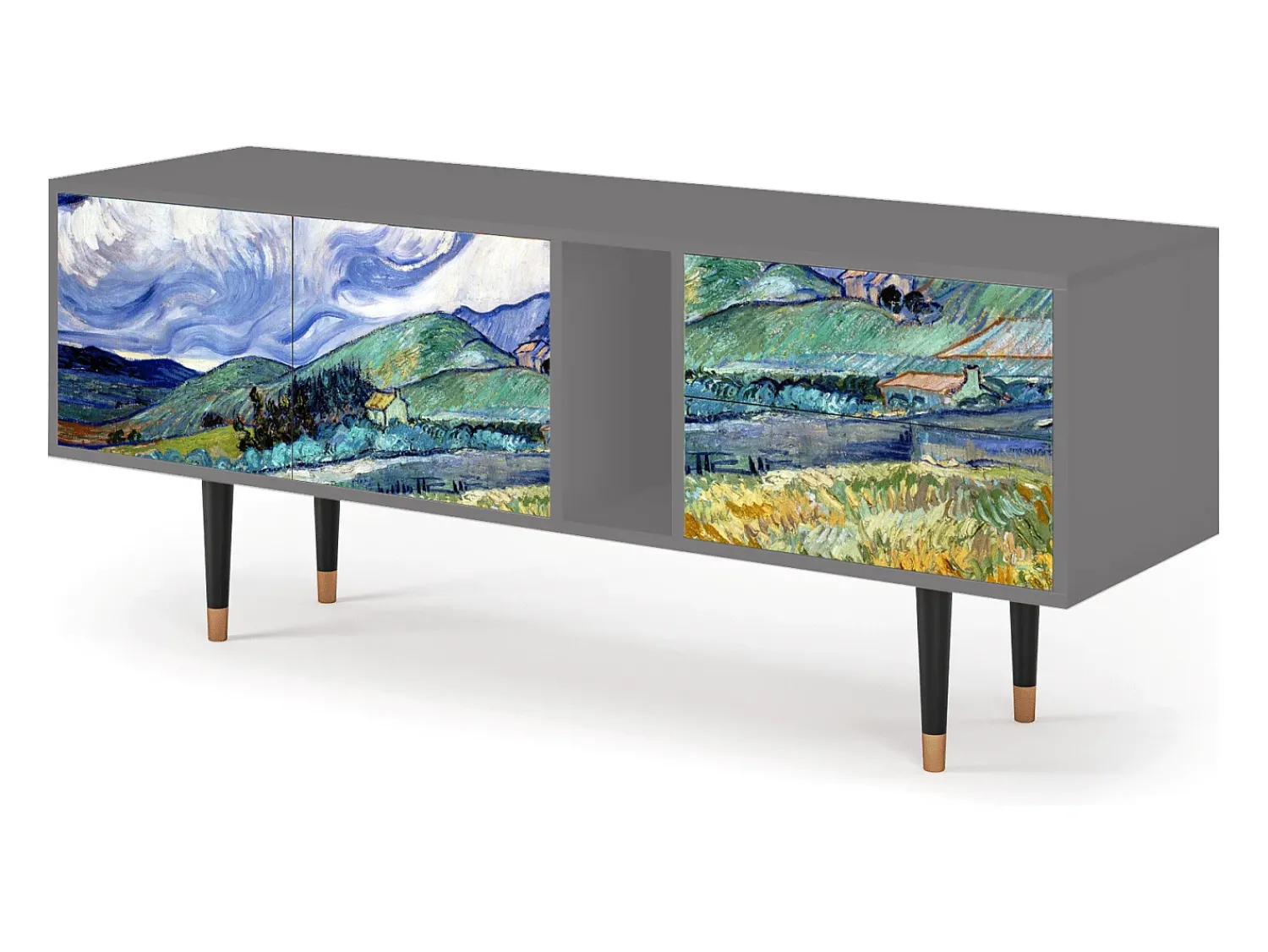 Móvel De Tv| Mueble de TV - 170х69х48 cm - T1 - Landscape, Cinza Cinzento