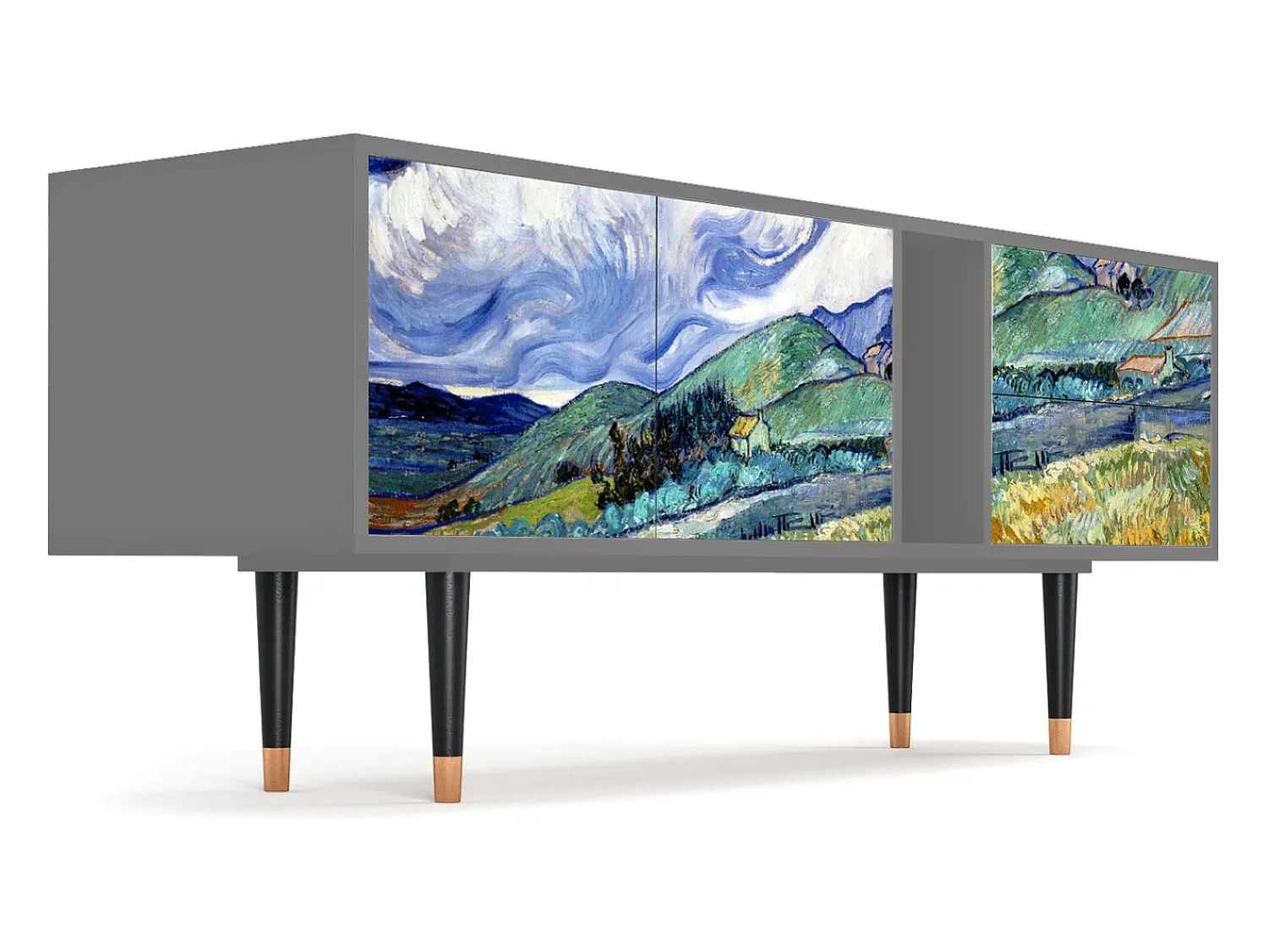 Móvel De Tv| Mueble de TV - 170х69х48 cm - T1 - Landscape, Cinza Cinzento