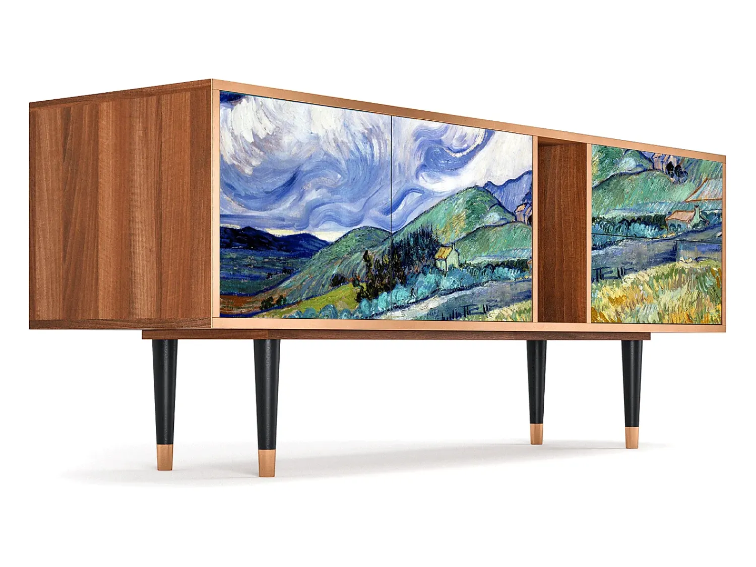 Móvel De Tv| Mueble de TV - 170х69х48 cm - T1 - Landscape, Nogueira Castanho