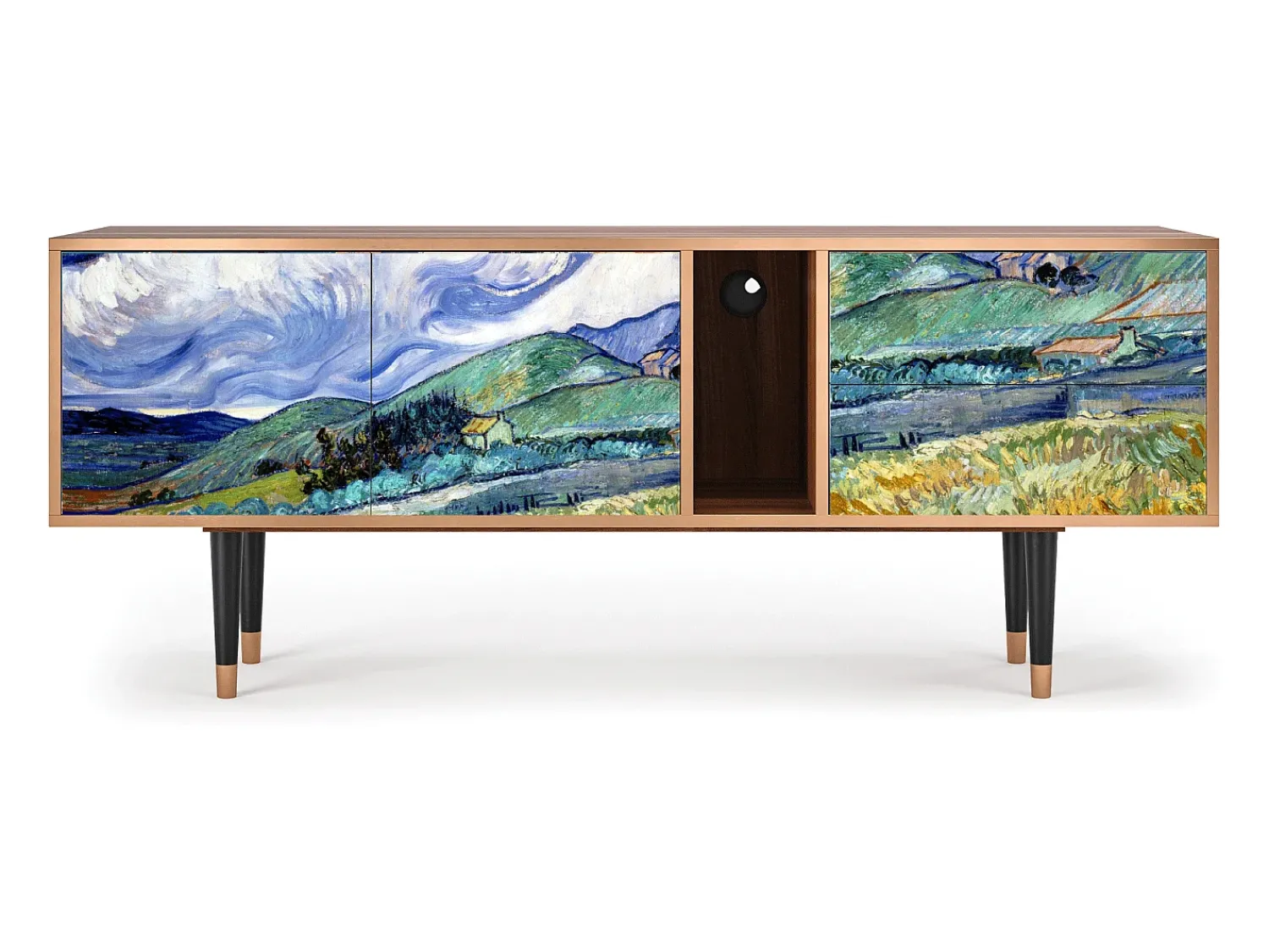 Móvel De Tv| Mueble de TV - 170х69х48 cm - T1 - Landscape, Nogueira Castanho
