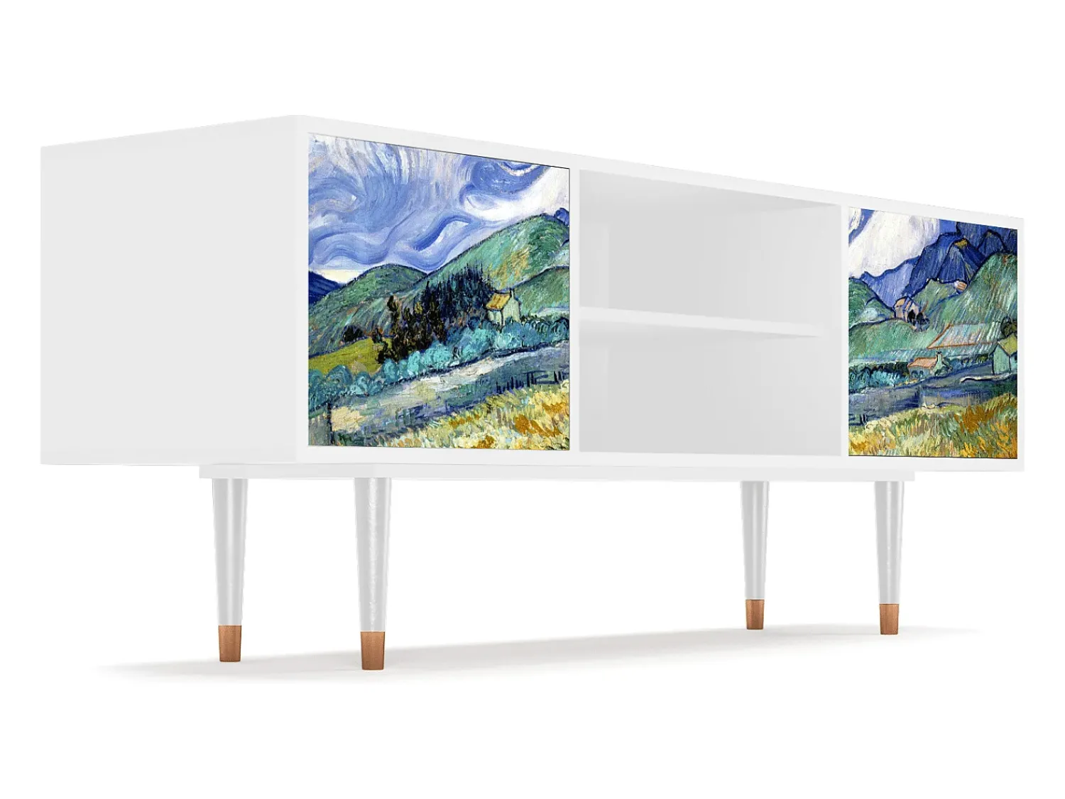 Móvel De Tv* Mueble de TV - 170х69х48 cm - T2 - Landscape, Branco Bege