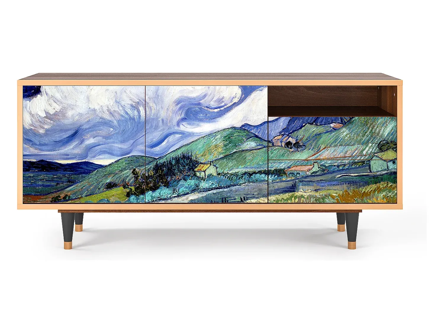 Móvel De Tv| Mueble de TV - 125х56х41 cm - T7 - Landscape, Nogueira Castanho