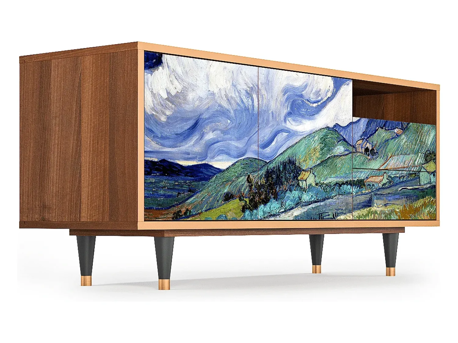 Móvel De Tv| Mueble de TV - 125х56х41 cm - T7 - Landscape, Nogueira Castanho