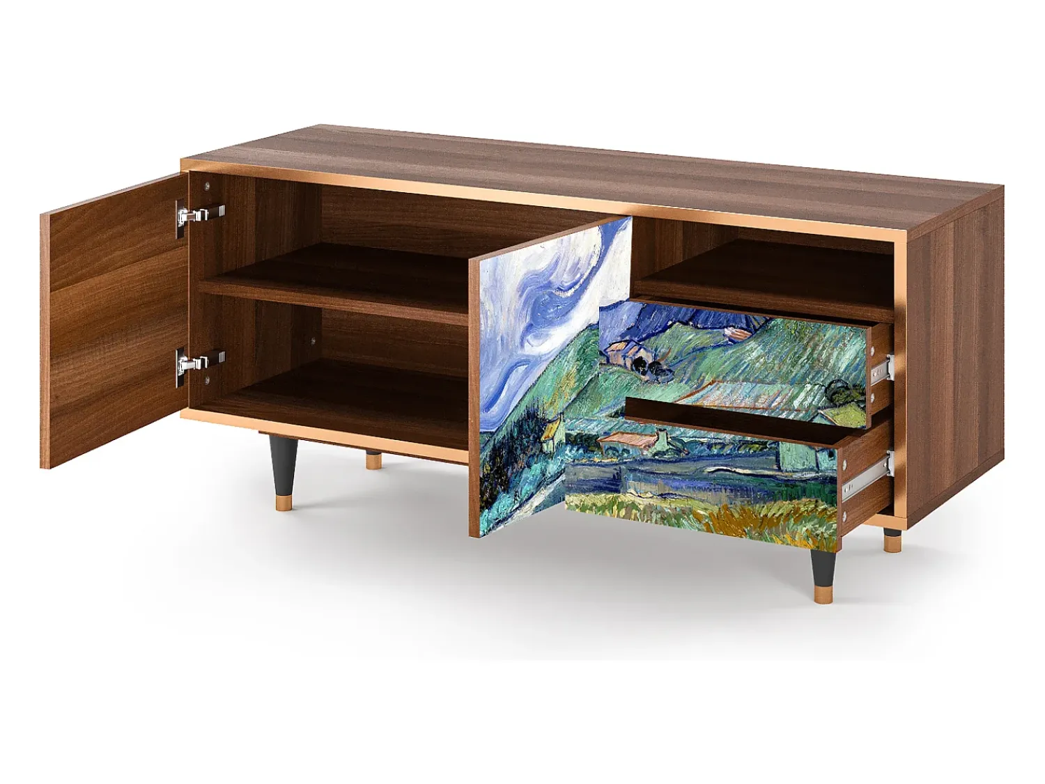 Móvel De Tv| Mueble de TV - 125х56х41 cm - T7 - Landscape, Nogueira Castanho