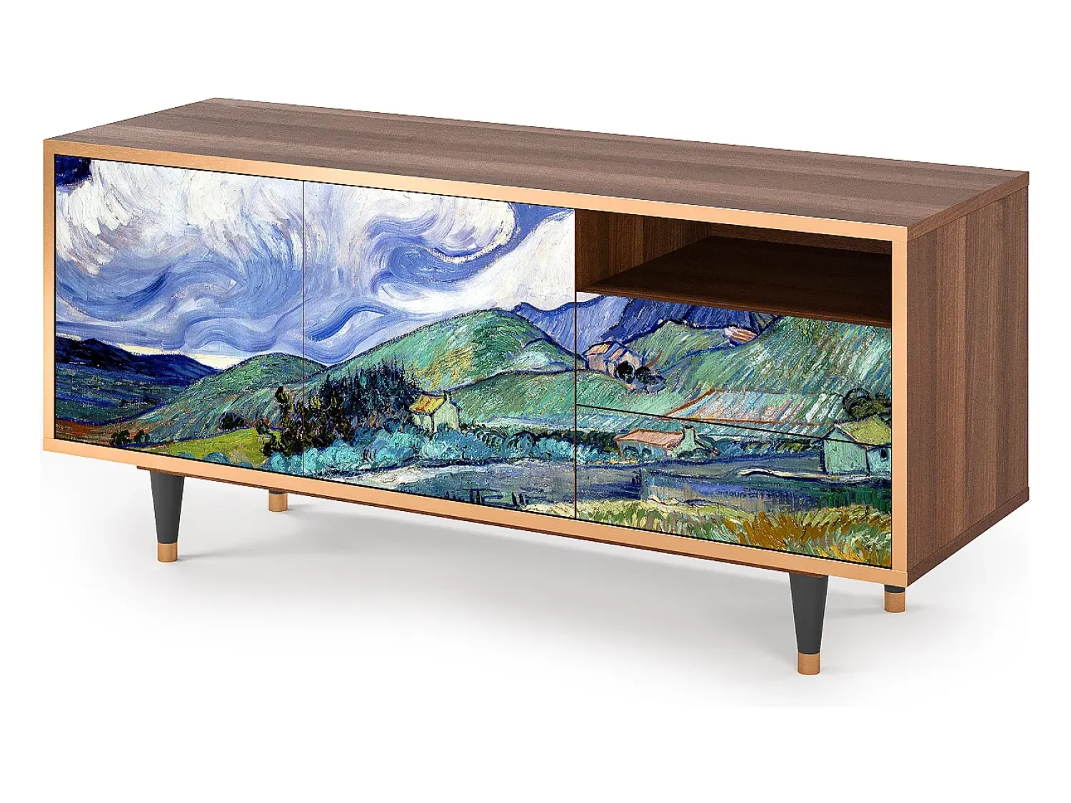 Móvel De Tv| Mueble de TV - 125х56х41 cm - T7 - Landscape, Nogueira Castanho