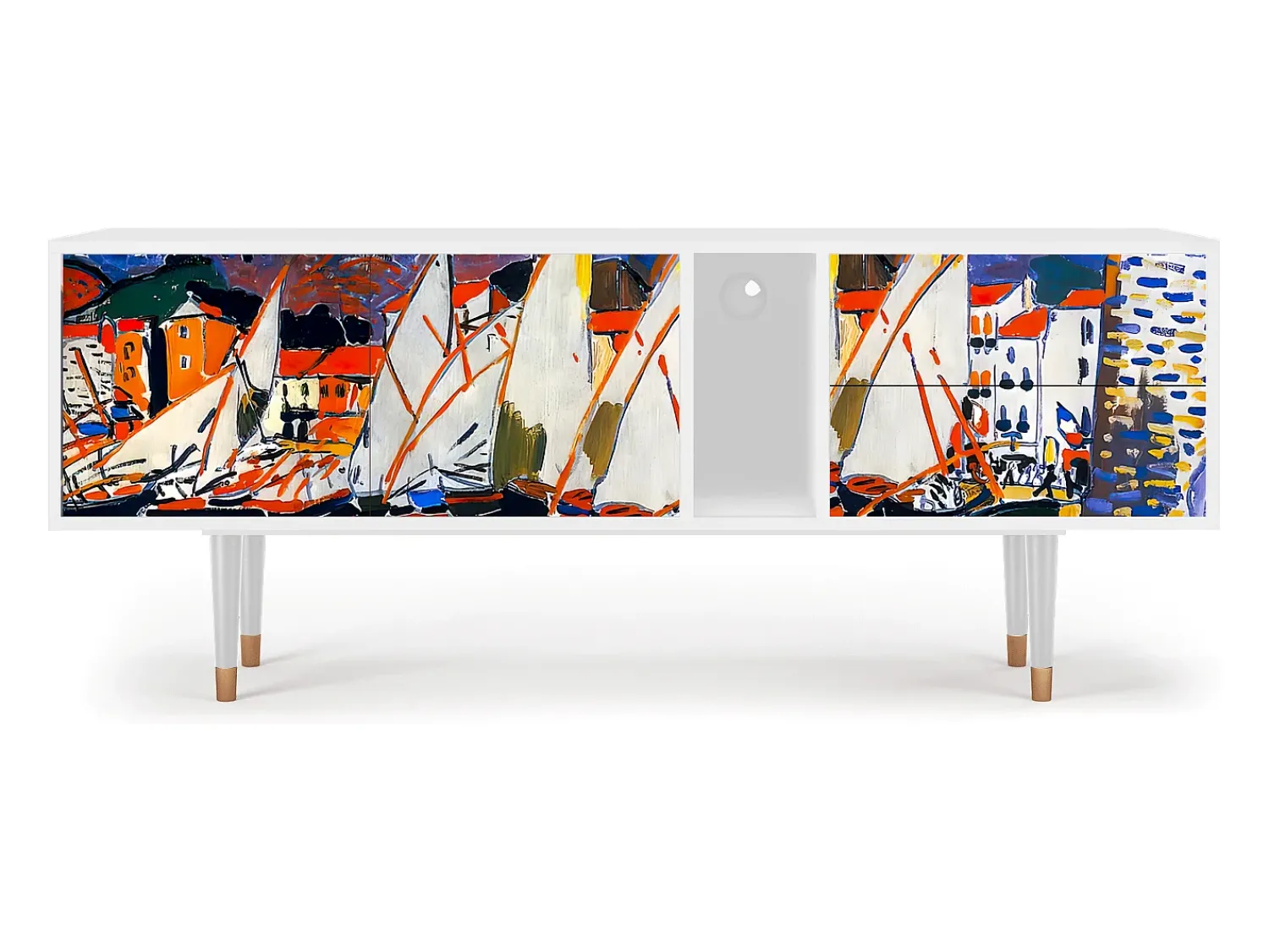 Hot Mueble de TV - 170х69х48 cm - T1 - Le Séchage des voiles , Branco Bege