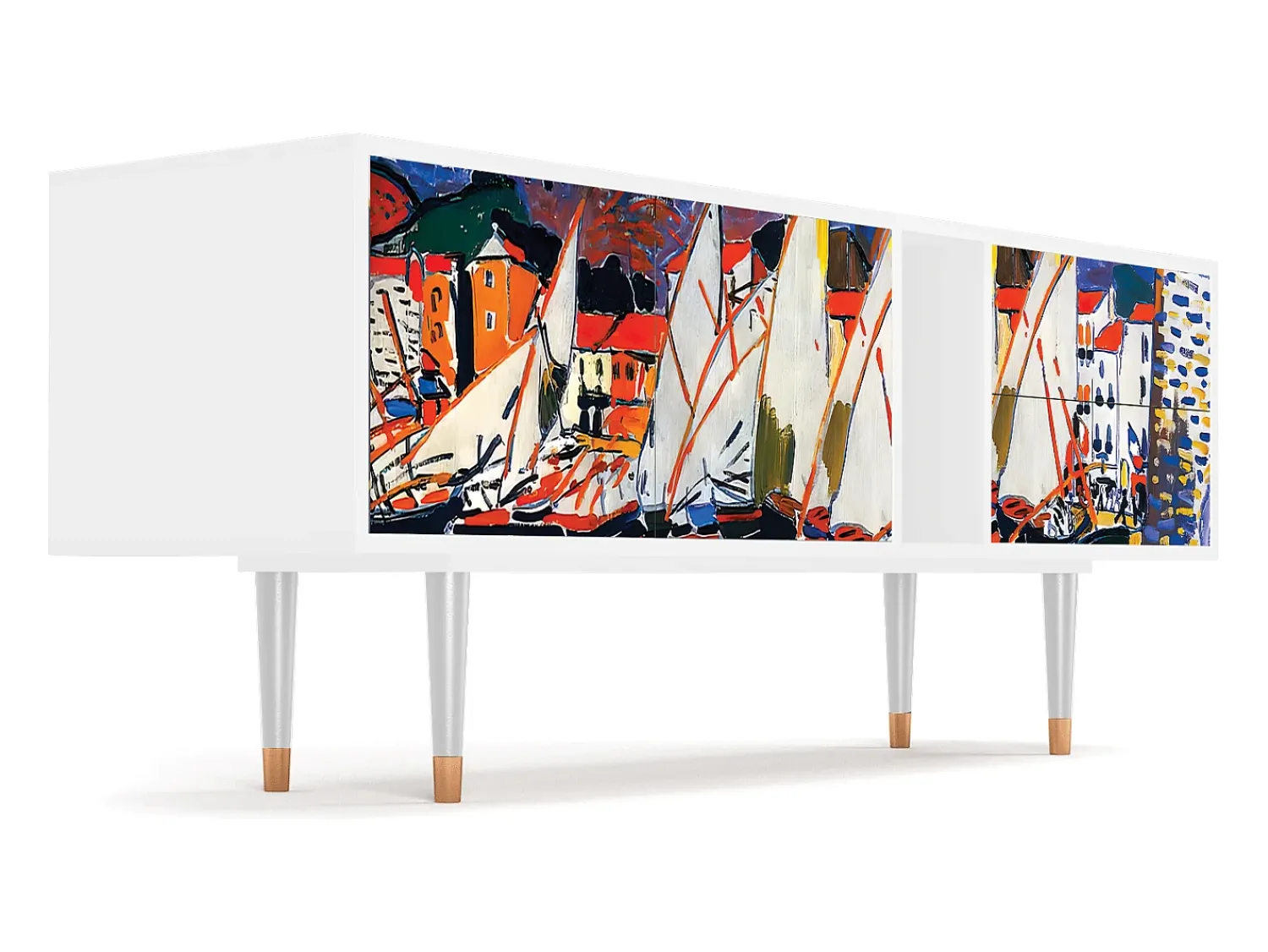Hot Mueble de TV - 170х69х48 cm - T1 - Le Séchage des voiles , Branco Bege