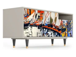 Móvel De Tv* Mueble de TV - 125х56х41 cm - T7 - Le Séchage des voiles , Areia Bege