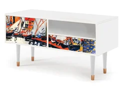Móvel De Tv| Mueble de TV - 115х59х48 cm - T3 - Le Séchage des voiles , Branco Bege