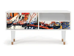 Móvel De Tv| Mueble de TV - 115х59х48 cm - T3 - Le Séchage des voiles , Branco Bege