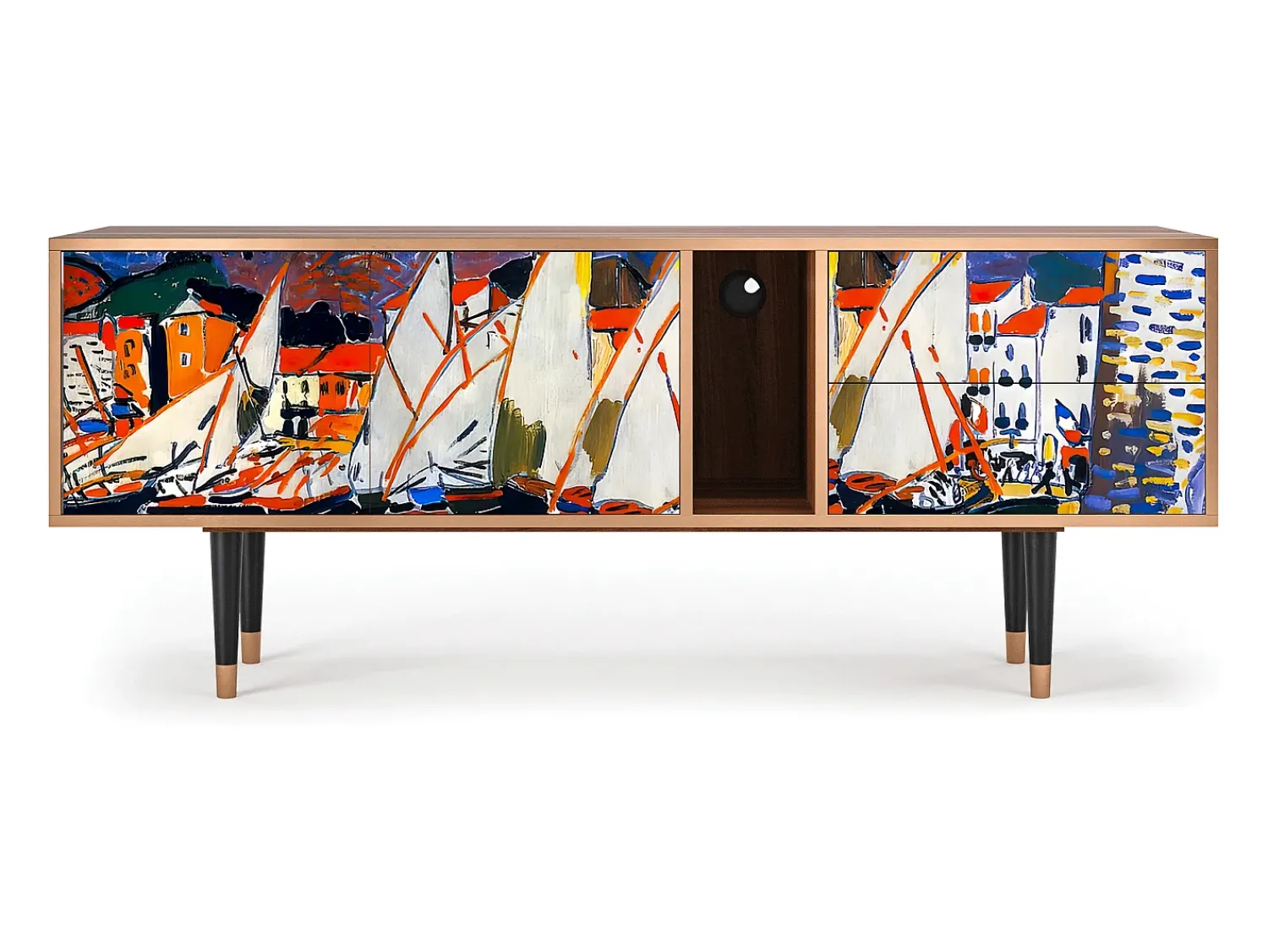 Móvel De Tv| Mueble de TV - 170х69х48 cm - T1 - Le Séchage des voiles , Nogueira Castanho