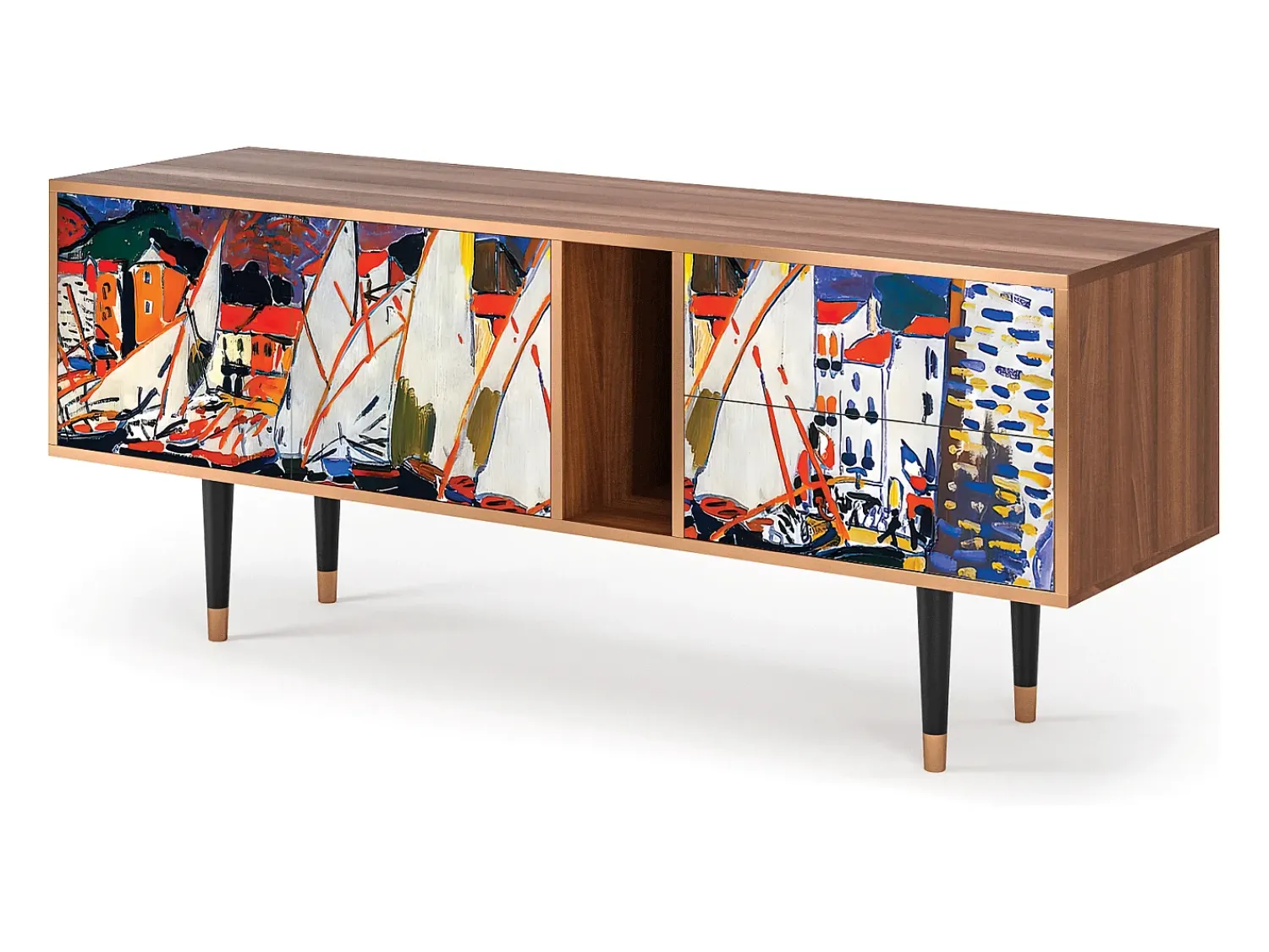 Móvel De Tv| Mueble de TV - 170х69х48 cm - T1 - Le Séchage des voiles , Nogueira Castanho