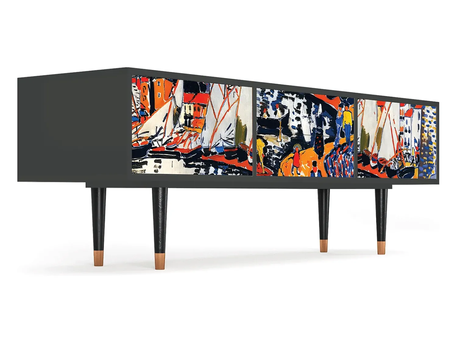 Móvel De Tv| Mueble de TV - 170х59х48 cm - T4 - Le Séchage des voiles , Antracite Cinza antracite