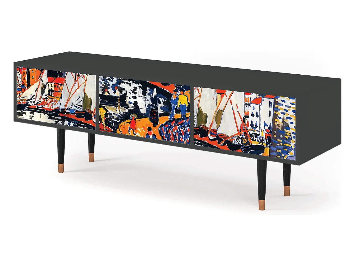 Móvel De Tv| Mueble de TV - 170х59х48 cm - T4 - Le Séchage des voiles , Antracite Cinza antracite
