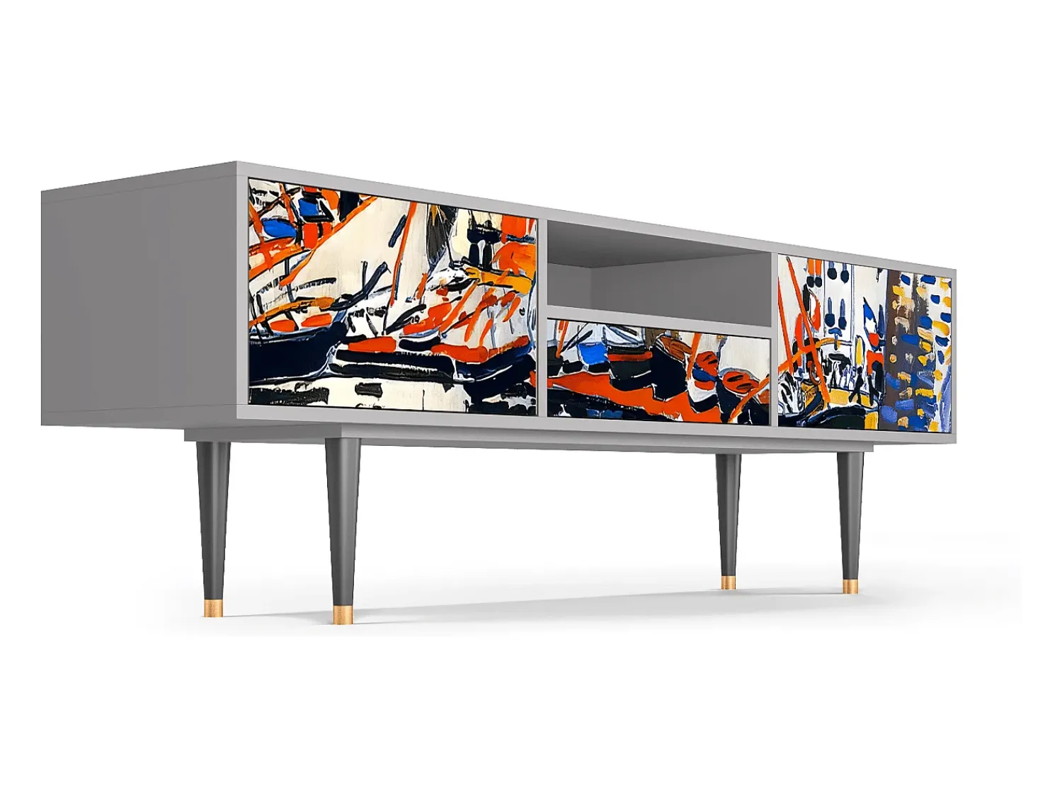 Móvel De Tv* Mueble de TV - 170х59х41 cm - T6 - Le Séchage des voiles , Cinza Cinzento